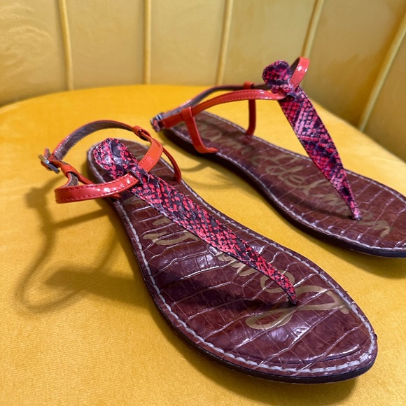 Sam Edelman Gigi Orange Snake Skin Sandal, size 9 - Picture 5 of 5